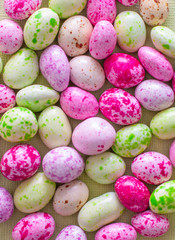 easter eggs on the background, flatlay, Easter composition