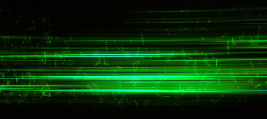 Abstract motion glowing light trails with fractal on the dark background