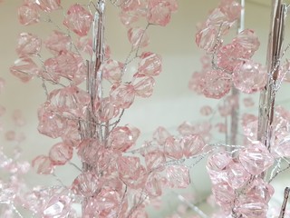 Pink cristal stones on silver tree