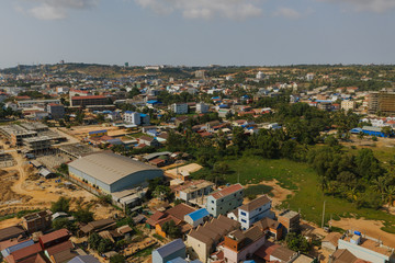 Sihanoukville city in summer Cambodia drone shot