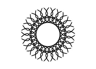 New ink Abstract circle pattern mandala flower floral petal stack. zentangl spirograph modern circular pattern geometric tribal lace motif black white. single art mehendi. Digital textile frame stamp