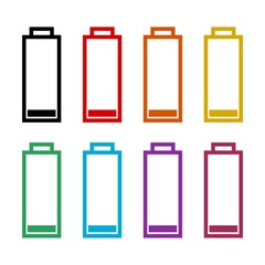 Battery low charging color icon set isolated on white background