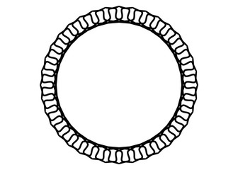 New ink Abstract circle pattern mandala flower floral petal stack. zentangl spirograph modern circular pattern geometric tribal lace motif black white. single art mehendi. Digital textile frame stamp