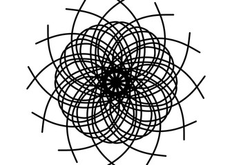 Obraz premium New ink Abstract circle pattern mandala flower floral petal stack. zentangl spirograph modern circular pattern geometric tribal lace motif black white. single art mehendi. Digital textile frame stamp