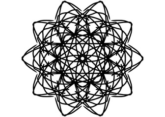 Obraz premium New ink Abstract circle pattern mandala flower floral petal stack. zentangl spirograph modern circular pattern geometric tribal lace motif black white. single art mehendi. Digital textile frame stamp