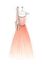 Ballet dress and pointe shoes illustration