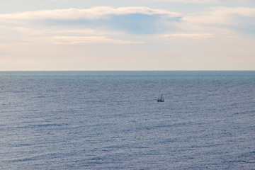 Lonely yacht in the sea