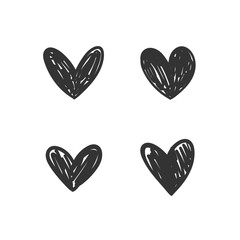 Heart doodles collection. Set of hand drawn hearts. Love illustrations.