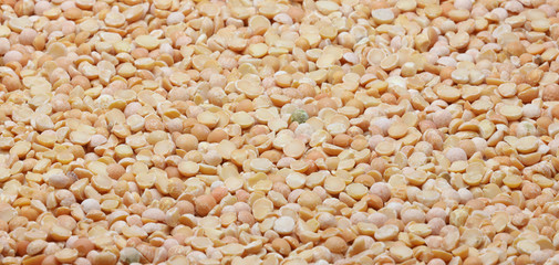 Top view of raw dried pea seeds. Natural healthy food background