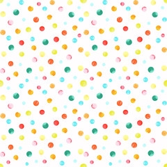 Seamless pattern with  colorful confetti.  Hand painted watercolor stock   illustration. Perfect for easter invitations cards and decoration.