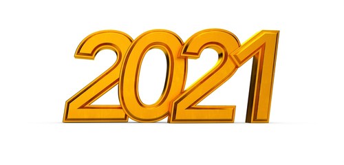 2021 New Year isolated on Background. 3d Illustration