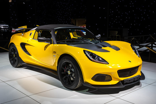 BRUSSELS - JAN 18, 2019: Lotus Elise Cup 250 sports car showcased at the 97th Brussels Motor Show 2019 Autosalon.