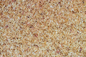 Brown wild uncooked rice. Close up. View from above.