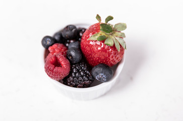delicious fruits in elegant tablecloth