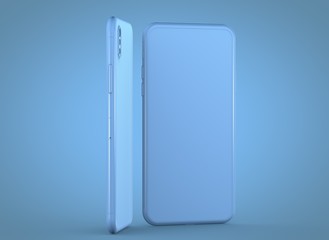 New smartphone with blank screen isolated 3d