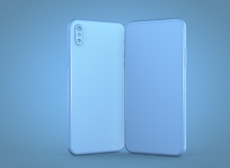 New smartphone with blank screen isolated 3d
