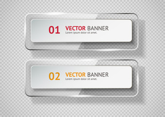 Reflecting glass banner. Gloss reflection 3d panel or clear text box banner on transparent display background vector - obrazy, fototapety, plakaty