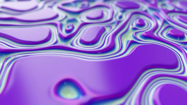 Moving random wavy texture. Psychedelic animated background. Transform abstract curved shapes. Seamless loop 3d redner