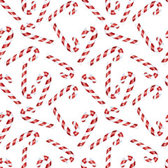 Seamless pattern with Christmas sweets on a white background, watercolor. Holiday design for postcards, gifts, posters, fabrics, posters, packaging paper