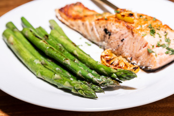 Gourmet saucers on wooden table