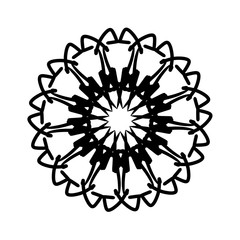 New ink Abstract circle pattern mandala flower floral petal stack. zentangl spirograph modern circular pattern geometric tribal lace motif black white. single art mehendi. Digital textile frame stamp