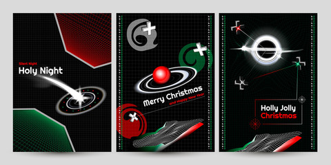 Fototapeta na wymiar Christmas and new Year 2020 Posters With Geometric Shapes. Vector EPS 10
