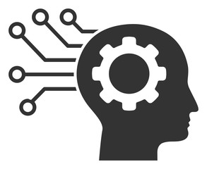Artificial mind vector icon. Flat Artificial mind pictogram is isolated on a white background.