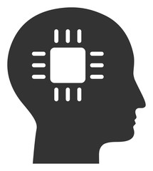 Brain processor vector icon. Flat Brain processor pictogram is isolated on a white background.