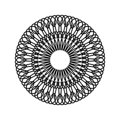 New ink Abstract circle pattern mandala flower floral petal stack. zentangl spirograph modern circular pattern geometric tribal lace motif black white. single art mehendi. Digital textile frame stamp
