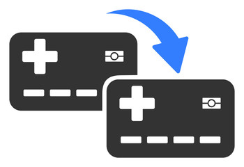 Obraz premium Card to card transfer vector icon. Flat Card to card transfer pictogram is isolated on a white background.