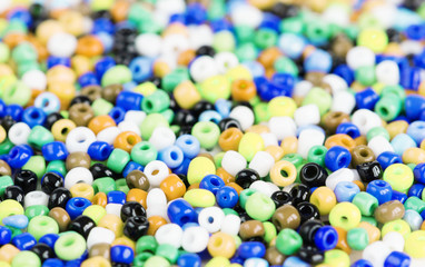 Heap of multi-colored beads