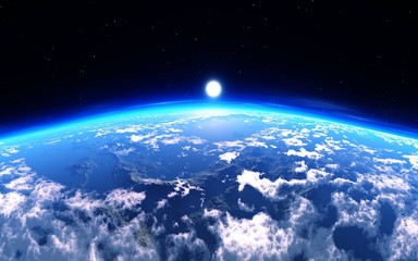 planet earth view from orbit. 3d rendering.