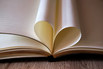 Love heart from the sheets of the book