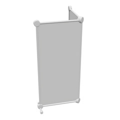 Blank Roll Up fold up Banner Stands. Trade show booth white and blank. 3d render isolated on white background. High Resolution Template for your design.
