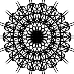 Obraz premium New ink Abstract circle pattern mandala flower floral petal stack. zentangl spirograph modern circular pattern geometric tribal lace motif black white. single art mehendi. Digital textile frame stamp