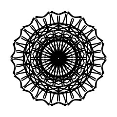 New ink Abstract circle pattern mandala flower floral petal stack. zentangl spirograph modern circular pattern geometric tribal lace motif black white. single art mehendi. Digital textile frame stamp