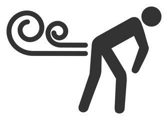 Farting wind vector icon. Flat Farting wind pictogram is isolated on a white background.
