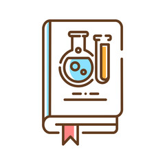 Science book color line icon. A work of nonfiction, usually written by a scientist, researcher, or professor.Pictogram for web page, mobile app, promo. UI UX GUI design element. Editable stroke.