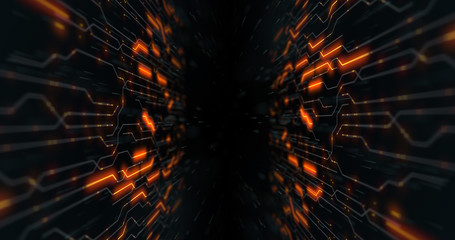 Abstract Motherboard Circuit Background. Virus detected over circuit board. Worm, cyber attack, antivirus, firewall alert and danger warning concept. Futuristic PCB. 3D render