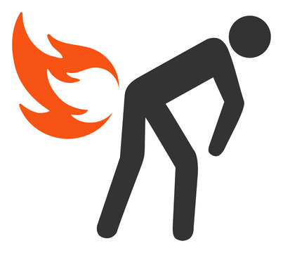Fire farting vector icon. Flat Fire farting symbol is isolated on a white background.