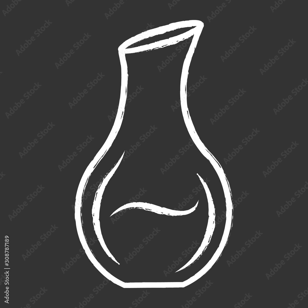 Canvas Prints Sparkling wine service chalk icon. Decorative decanter with alcohol beverage. Aperitif drink. Bar, restaurant, winery. Glassware, tableware. Isolated vector chalkboard illustration