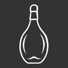 Wine service chalk icon. Alcohol beverage. Chianti bottle with cork. Sweet aperitif drink. Bar, restaurant, winery. Party beverage. Tableware, glassware. Isolated vector chalkboard illustration