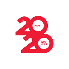 Happy New Year 2020 logo text design. Cover of business diary for 2020 with wishes. Brochure design template, card, banner. Vector illustration. Isolated on white background.