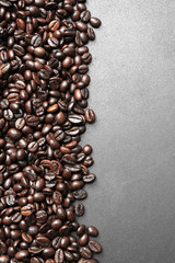 coffee beans background / coffee at border of image with blank area for fill text