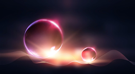 Futuristic abstract neon background, geometric shapes. Abstract light, rays and lines. Empty night scene.