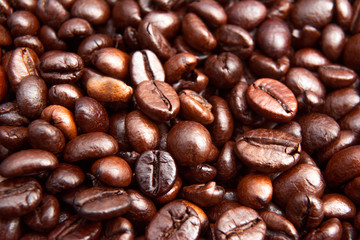 Coffee beans / Roasted coffee beans background / Mixture of different kinds of coffee