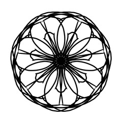 New ink Abstract circle pattern mandala flower floral petal stack. zentangl spirograph modern circular pattern geometric tribal lace motif black white. single art mehendi. Digital textile frame stamp