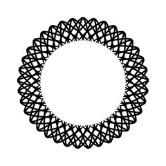 New ink Abstract circle pattern mandala flower floral petal stack. zentangl spirograph modern circular pattern geometric tribal lace motif black white. single art mehendi. Digital textile frame stamp