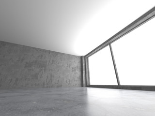 Dark concrete empty room. Modern architecture design