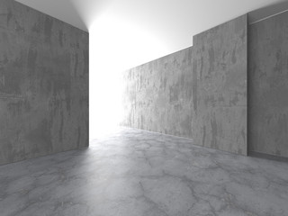 Dark concrete empty room. Modern architecture design
